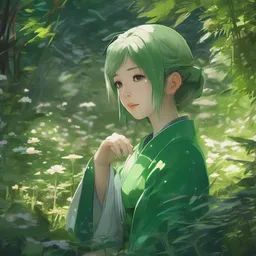a portrait of the emerald herald in the garden, intricate, tone mapped, ambient lighting, highly detailed, digital painting, concept art, sharp focus, by makoto shinkai and hidari and wlop