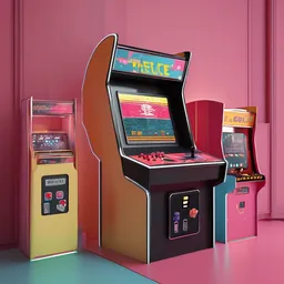 Retro Arcade with a minimalist style, creating a sophisticated mood in a romantic theme, featuring bold color.