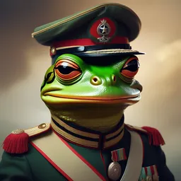 Pepe the Frog in military uniform, Schutztruppe, German East Afrika, WW1 Tooth Wu Artgerm Greg Rutkowski Alphonse Mucha Beeple artstation deviantart, 8k, fanart, extreme aesthetic
