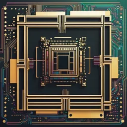 Design a logo for a tech-themed art gallery that showcases digital masterpieces. Incorporate a pixelated art frame icon with circuit board patterns to convey creativity and innovation. Opt for a color palette of digital colors for a contemporary look.