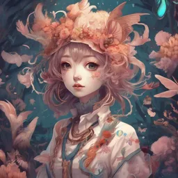 Anime Character Avatar with a Surreal style, creating a Whimsical mood in a Fantasy theme.
