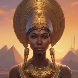 highly detailed portrait of an african egyptian goddess with the face of donald trump, intricate alien technology, stephen bliss, unreal engine, fantasy art by greg rutkowski, loish, rhads, ferdinand knab, makoto shinkai and lois van baarle, ilya kuvshinov, rossdraws, tom bagshaw, global illumination, radiant light, detailed and intricate environment