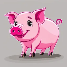 a cartoon pig with a pink tail and a pink tail