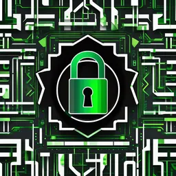 Create a logo for a cybersecurity firm that prioritizes protecting digital assets. Use sharp angles and bold typography to evoke strength and security. Incorporate a lock icon with a binary code pattern in shades of green on a black background.