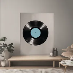 Vintage Vinyl Record with a minimalist style, creating a nostalgic mood in a luxurious theme, featuring monochrome color.