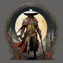 an ultra detailed vector image of the hunter from bloodborne dressed as solaire of astora, concept art by alphonse mucha and greg rutkowski, scary shadows, blood moon eclipse, octane render, liminal space