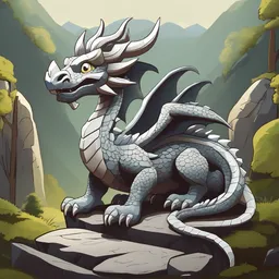 a cartoon picture of a stone dragon