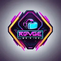 Create a cutting-edge logo for a virtual reality gaming studio with a futuristic aesthetic, featuring bold typography and neon accents.
