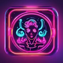 Fitness App Icon with a Neon style, creating a Energetic mood in a Fantasy theme.