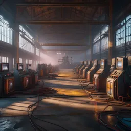 photo of 8k ultra realistic power station , full of colour, cinematic lighting, battered, trending on artstation, 4k, hyperrealistic, focused, extreme details,unreal engine 5, cinematic, masterpiece, art by Peter Mohrbacher