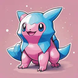 a drawing of a pink and blue pokemon