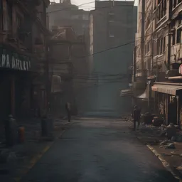 looking down the street of a city built with human faces, 3 d video game, horror, gritty atmosphere, octane render, depth of field, unreal engine 5, dark colors, trending on artstation, ultra high detail, ultra realistic, cinematic, focused, 8 k