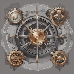a icon of steampunk world with a polygon style, creating a elegant mood in a modern theme, featuring gray color.