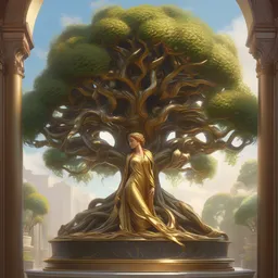 ultra realistic illustration, a statue of the tree of life, intricate, elegant, highly detailed, digital painting, artstation, concept art, smooth, sharp focus, illustration, art by artgerm and greg rutkowski and alphonse mucha