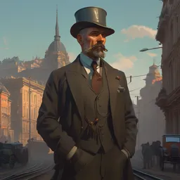 portrait of a vicotrian engineer man in suit by darek zabrocki and greg ruthkowski, alphonse mucha, simon stalenhag and cinematic and atmospheric, concept art, artstation, trending on artstation
