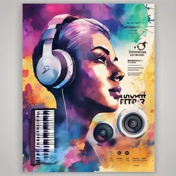 Music Festival Poster with a Watercolor style, creating a Dynamic mood in a Technology theme.