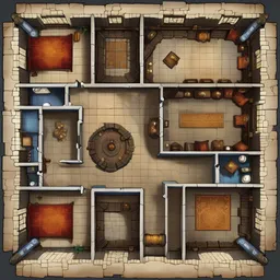 full - color fantasy floor plan map of a dungeon, d & d, pathfinder, by jeff todd and greg rutkowski, trending on artstation, pinterest