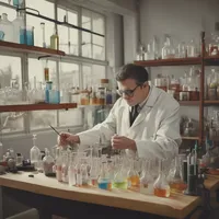 A scientist conducting chemistry experiments