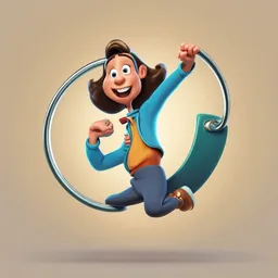 a cartoon character holding onto a ring