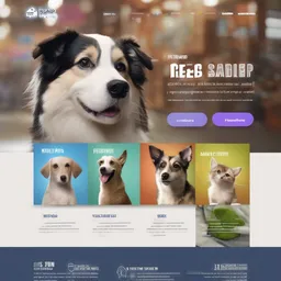 Pet Shop Website Banner with a Realistic style, creating a Dynamic mood in a Technology theme.