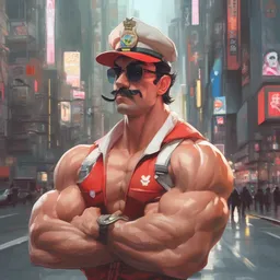 gigachad luigi bodybuilder in tokyo as a pilot by ilya kuvshinov, ernest khalimov body by krista sudmalis, super mario bros symmetrical face concept art, hyper realistic, intricate, elegent, highly detailed, digital painting, concept art, smooth, sharp, focus, illustration, art by artgerm and greg rutkowski and alphonse mucha, artstation