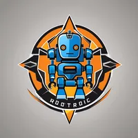Create a logo for a robotics competition event. Utilize robotic symbols and a competitive color scheme to represent robotics challenges.