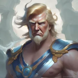 character concept art of donald trump as poseidon | cute - fine face, pretty face, realistic shaded perfect face, fine details by stanley artgerm lau, wlop, rossdraws, james jean, andrei riabovitchev, marc simonetti, and sakimichan, tranding on artstation