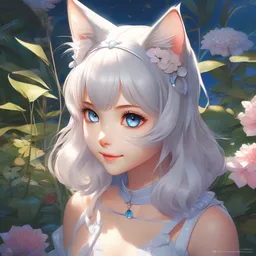 nekopara fantastically detailed eyes reflecting eyes modern anime style art cute detailed ears cat girl neko dress portrait  shinkai makoto vibrant Studio ghibli kyoto animation hideaki anno Sakimichan Stanley Artgerm Lau Rossdraws James Jean Marc Simonetti elegant highly detailed digital painting artstation pixiv smiling