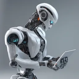 A futuristic robot exploring a digital world