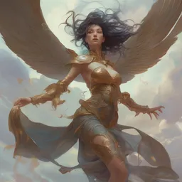 sorceress falling through the sky, by peter mohrbacher, artgerm, karol bak, loish, ayami kojima, james stokoe, highly detailed, ultra detailed, ultra realistic, trending on artstation