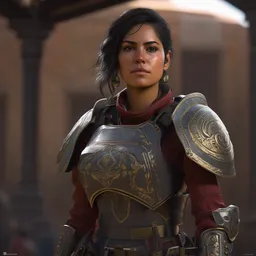 an portrait young woman mexican in the assault powered armor, style game square enix, trending on artstation, painted by greg rutkowski, render naughty dog, octane render, detailed