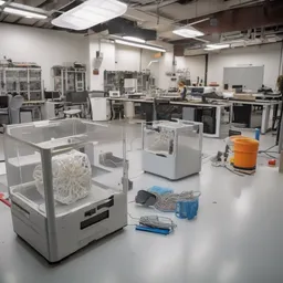 A 3D printing lab producing prototypes for engineering projects