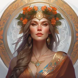 portrait of slavic goddess, intricate, elegant, highly detailed, digital painting, artstation, concept art, smooth, sharp focus, illustration, art by artgerm and greg rutkowski and alphonse mucha and william - adolphe bouguereau
