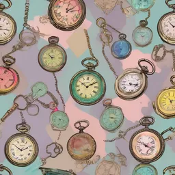 Antique Pocket Watch with a colorful style, creating a sophisticated mood in a luxurious theme, featuring pastel color.
