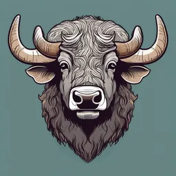 a cartoon bison with horns and horns on it's head