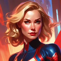 a portrait of carol danvers, fantasy, sharp focus, intricate, elegant, digital painting, artstation, matte, highly detailed, concept art, illustration, ambient lighting, art by ilya kuvshinov, artgerm, alphonse mucha, and greg rutkowski