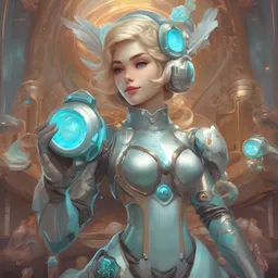 beautiful space cottagecore princess rosalina holding a chibi robot wearing a scifi jetsuit, intricate bioluminescent highly detailed, digital painting, artstation, concept art, smooth, sharp, focus, illustration, art by artgerm and ilya kushvikov and alphonse mucha