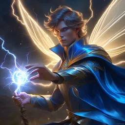 legendary fairy prince casting a lightning spell, blue energy, highly detailed, d & d, fantasy, highly detailed, digital painting, trending on artstation, concept art, sharp focus, illustration, global illumination, ray tracing, realistic shaded, art by artgerm and greg rutkowski and fuji choko and viktoria gavrilenko and hoang lap