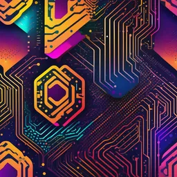 Create a logo for a tech conference focused on AI and machine learning. Incorporate circuit board patterns and vibrant gradients to convey technological advancement.
