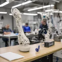 A 3D printing lab producing custom prosthetics for amputees