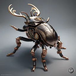 steampunk stag beetle, 3 d model, unreal engine realistic render, 8 k, micro detail, intricate, elegant, highly detailed, centered, digital painting, smooth, sharp focus, illustration, artgerm, by wlop