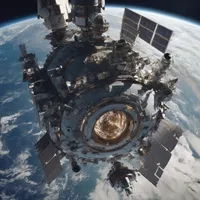 A space station orbiting the Earth
