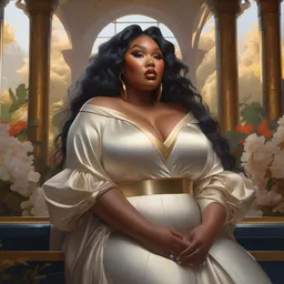 Lizzo, matte painting, intricate, fantasy concept art, elegant, by Stanley Artgerm Lau, WLOP, golden ratio, thomas kindkade, alphonse mucha, loish, norman Rockwell,