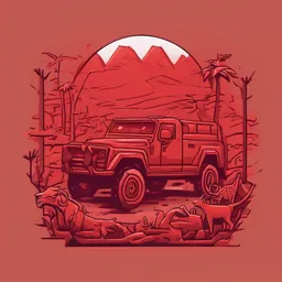 a icon of wildlife safari with a clay style, creating a mysterious mood in a cyber theme, featuring red color.