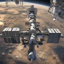 A space station orbiting the Earth for research