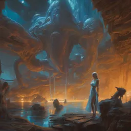 lot of fluid oils paint masses image pretty girl, wayne barlow, bioluminescent neon, bruce pennington, donato giancola, larry elmore, oil on canvas, masterpiece, trending on artstation, featured on pixiv, cinematic composition, dramatic pose, beautiful lighting, sharp, details, hyper - detailed, hdr, 4 k, 8 k
