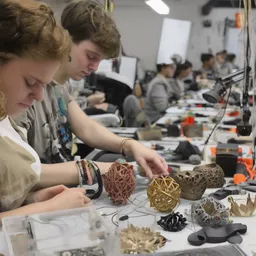 A 3D printing workshop crafting intricate jewelry