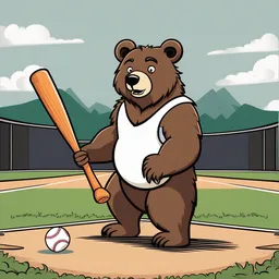 a cartoon picture of a bear holding a baseball bat