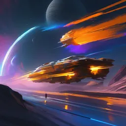 concept art by jama jurabaev, cinematic shot, trending on artstation, high quality, brush stroke, hyperspace, vibrant colors, quantum physics