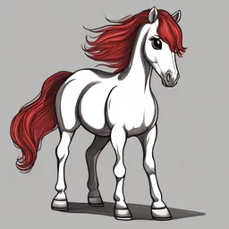 a drawing of a pony with red hair